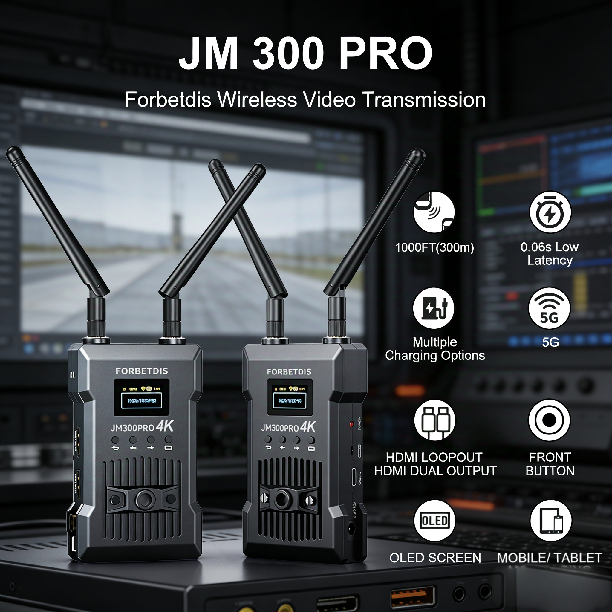 JM300PRO 4K HDMI Wireless Video Transmitter and Receiver, 1000' Range