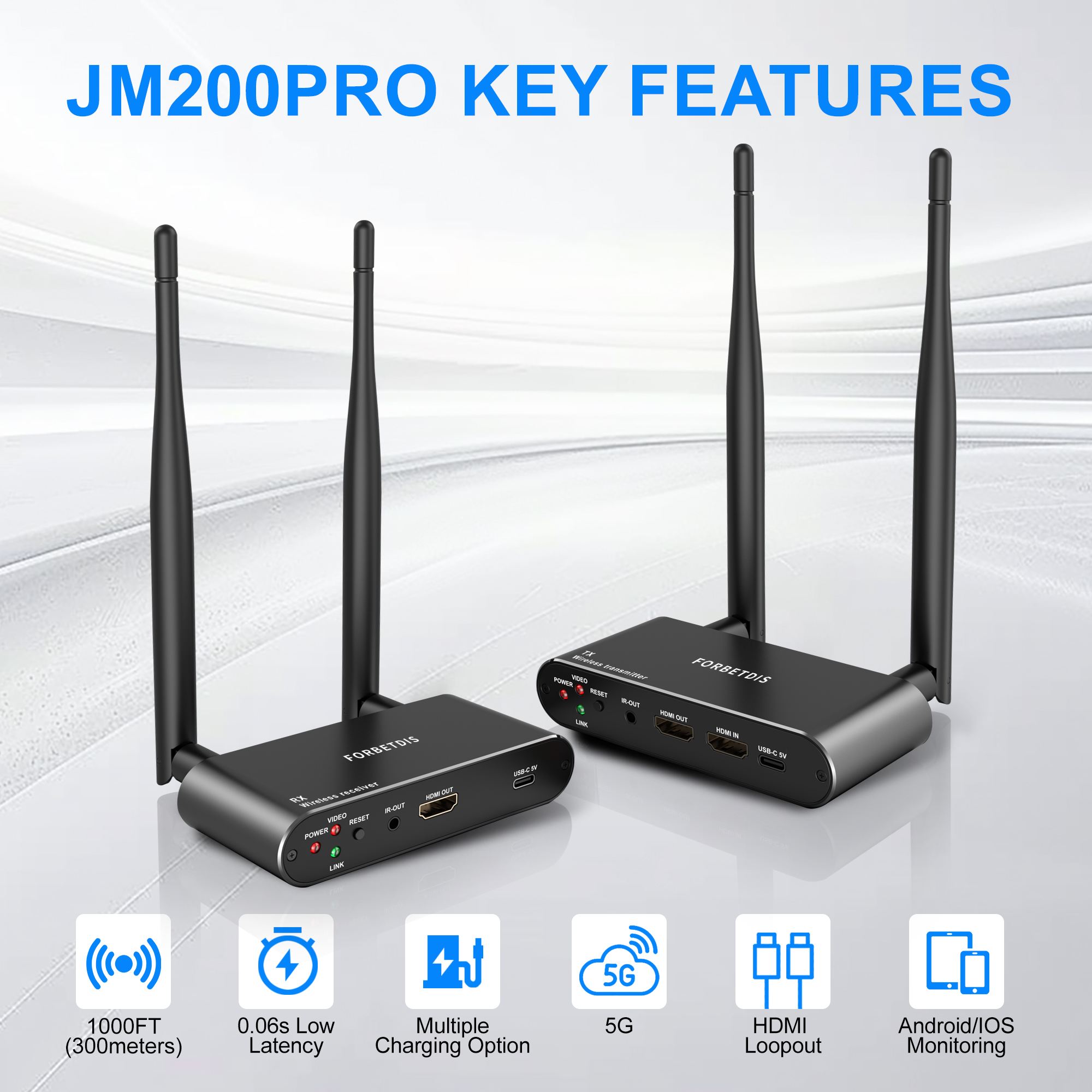 JM200PRO 4K HDMI Wireless Video Transmitter and Receiver Kit, 1000'range