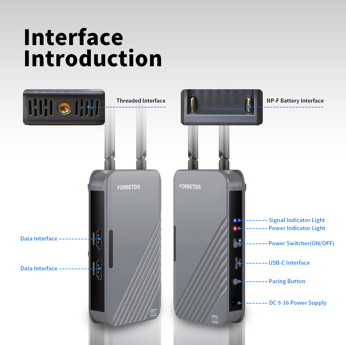 JM500PRO Wireless HDMI Video Transmitter and Receiver, 1640ft(500m), grey