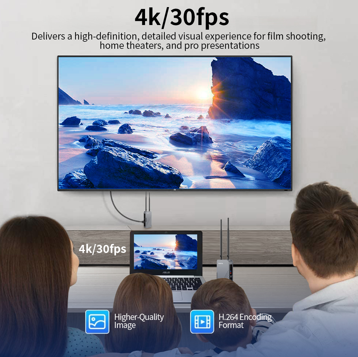 JM500PRO Wireless HDMI Video Transmitter and Receiver, 1640ft(500m), grey